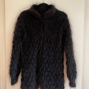 Vintage black mohair button up sweater